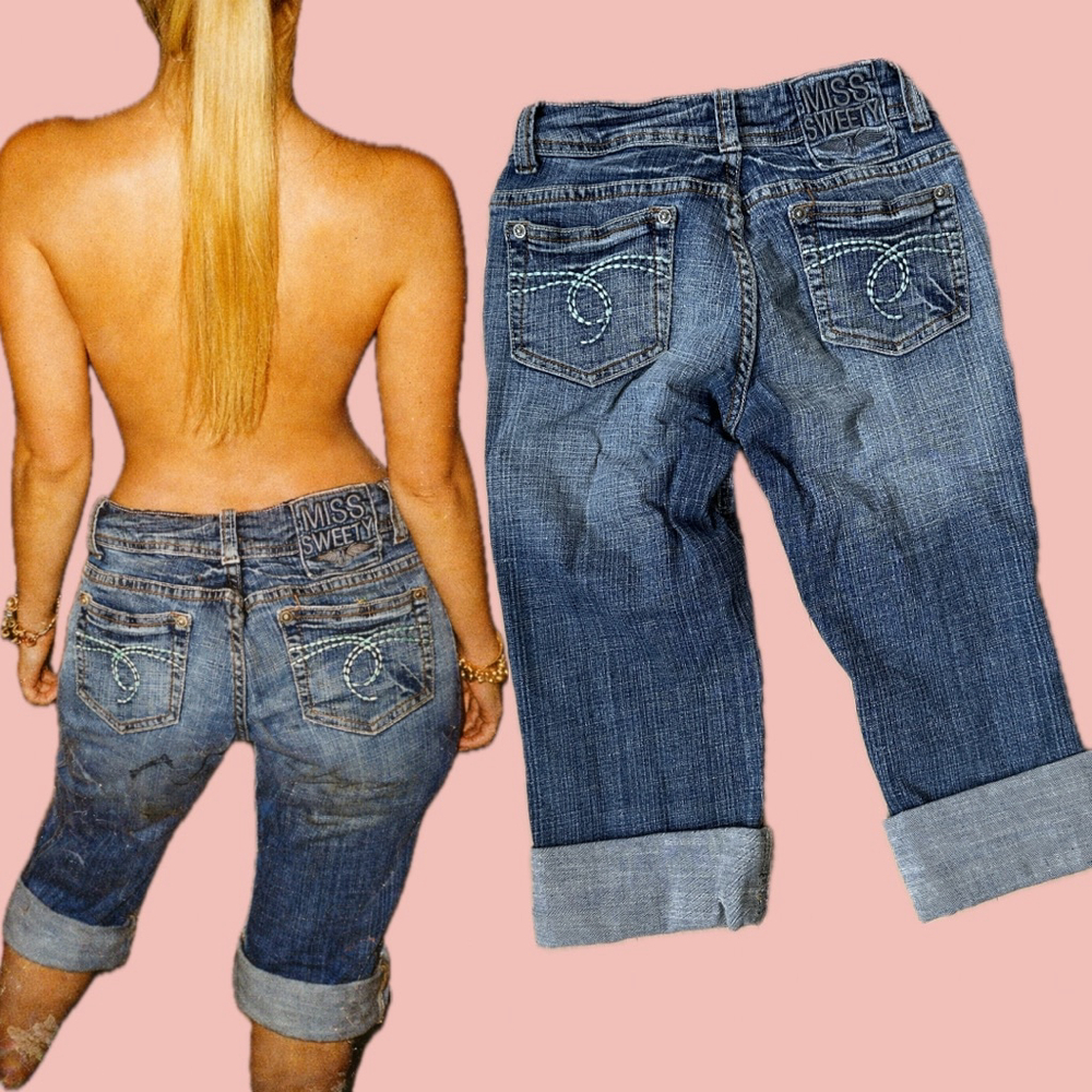 Miss Sweety Y2K Denim Capris Size 24 – Low Rise Cropped Jeans